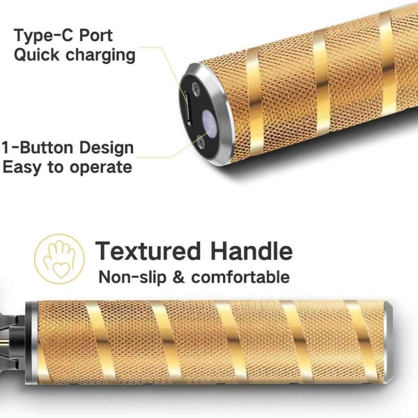 Miesten sähköinen hiustrimmeri kultaisena: T-terätrimmeri, vedenpitävä ja USB-ladattava KLB