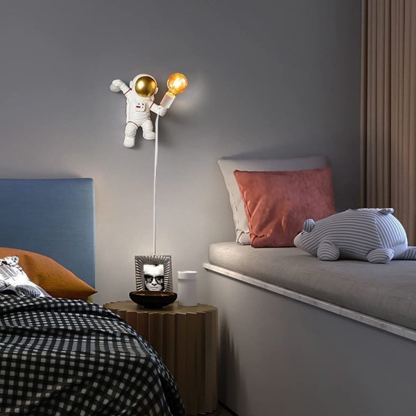 Børnevæglampe med kontakt og stik, moderne indvendig væglampe, soveværelse D