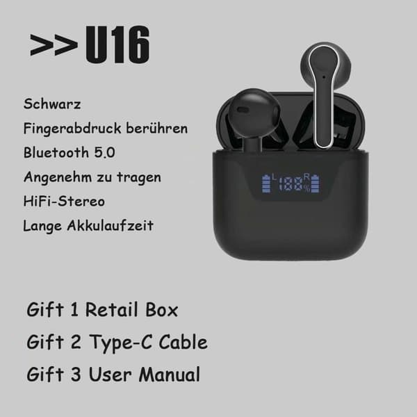 Bluetooth-hörlurar, trådlösa Bluetooth-hörlurar i örat med mikrofon, Bluetooth KLB