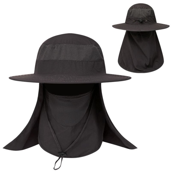En mörkgrå justerbar andningsbar solskydd solhatt, en fiskehatt solhatt visir