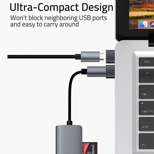 USB-C-naaras- USB urossovitinpakkaus 3 kpl [alumiinikotelo, harmaa