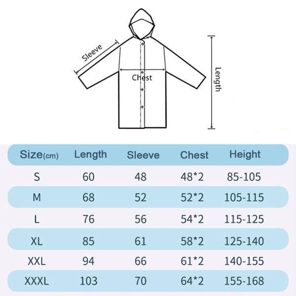 Barner regnfrakk med hette, barnekostymer, XXXL KLB