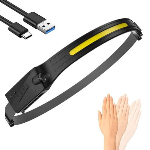 Hodelykt LED oppladbar USB jogging hodelykt, hodelykt LED sensor
