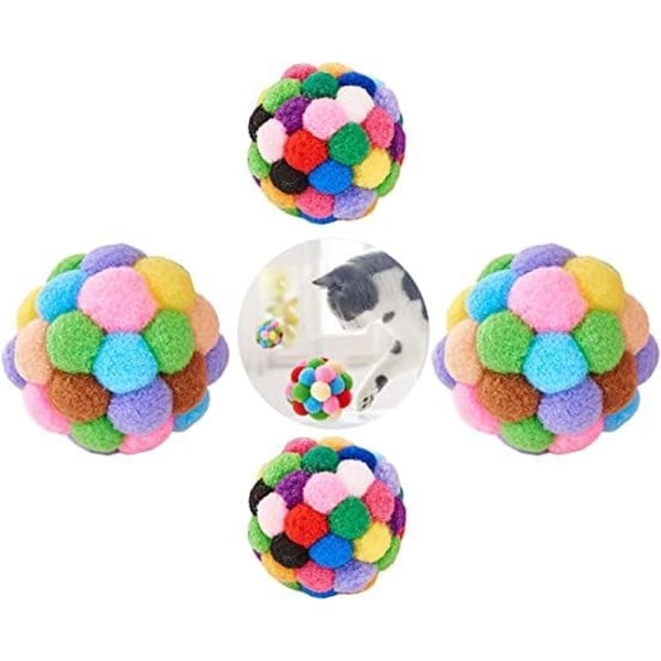 Katt färgglada bollar, 1 st interaktiv katt träningsleksak, färgglad katt plysch boll leksak Kattunge Pompoms, Kattunge plysch boll tuggleksak, husdjursmaterial
