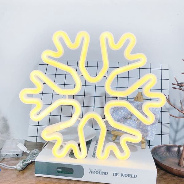 Bærbar Latex Snowflake LED Neon Natlampe via USB KLB