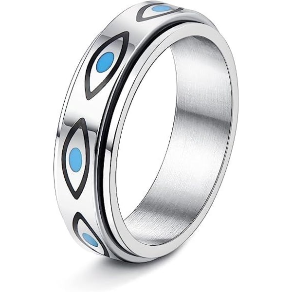 Størrelse 49-62 Rustfritt stål Spinner Ring for kvinner Menn Fidget Ring Flerfargede ringer Demon Eye Ring Bryllupsløftesett