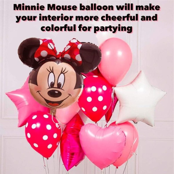 27 inch Minnie Mouse shaped foil balloon with red foil bow