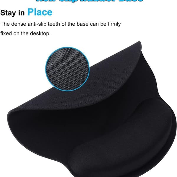 Ergonomisk svart musmatta med handledsstöd för dator,
