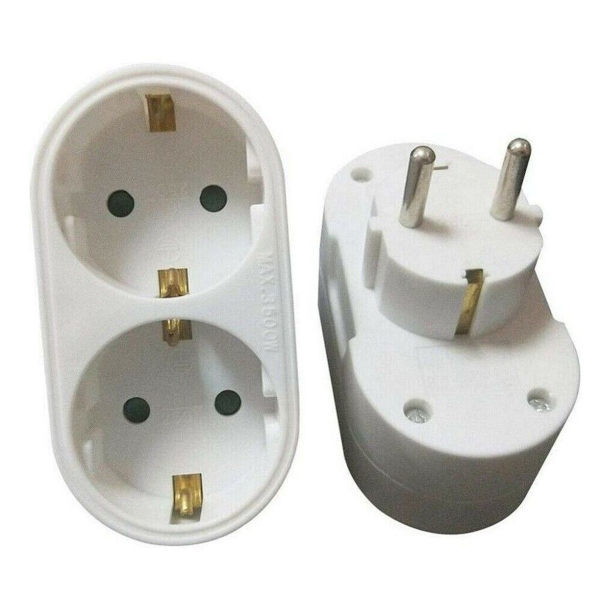 2-vejs EU-stikkontakt, multistikkontakt, strømstik, tredobbelt stikkontakt-adapter