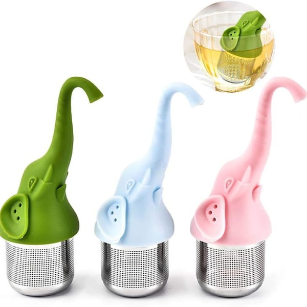 3 st lösa teblad infuser, elefant djur silikon
