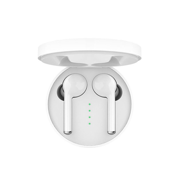 Bluetooth 5.0 in-ear-hörlurar med laddningsbox, brusreducerande vit