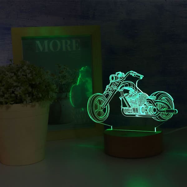 3D akrylpanel, farverigt LED natlys, USB-strømforsyning KLB