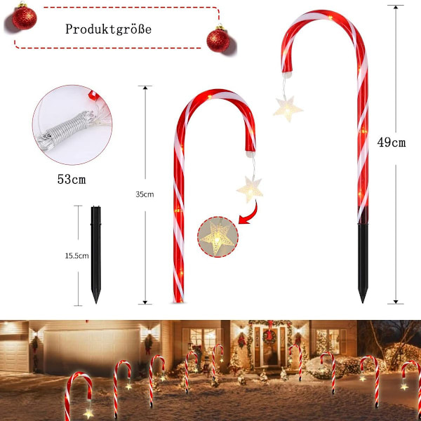 Festive LED solcelle-fe lys - 8 stk julestjernelys KLB
