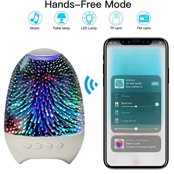 Bluetooth-kaiutin, värillinen LED-yövalo, kannettava langaton KLB