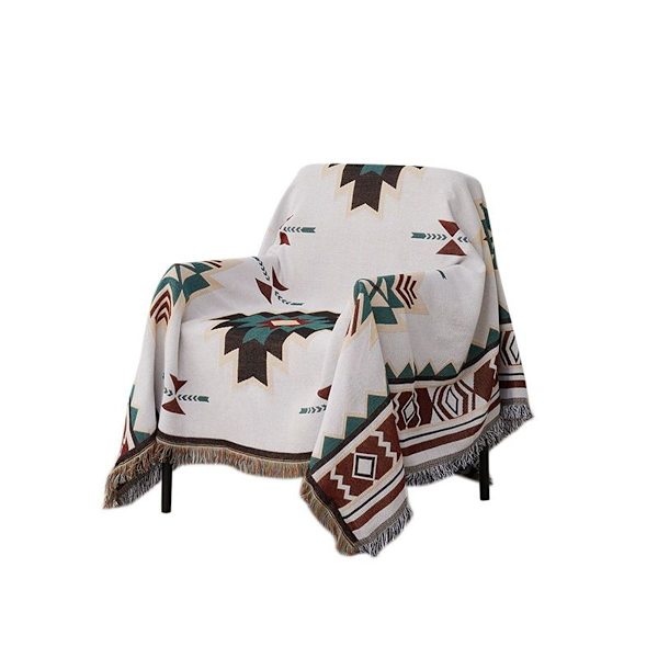 Sommerteppe boho bomull, tepper, koselig teppe, vendbart teppe, beige