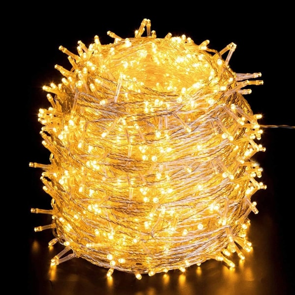 100M LED-ljusslinga varmvit, 8 lampbelysningslägen, ljusslinga KLB