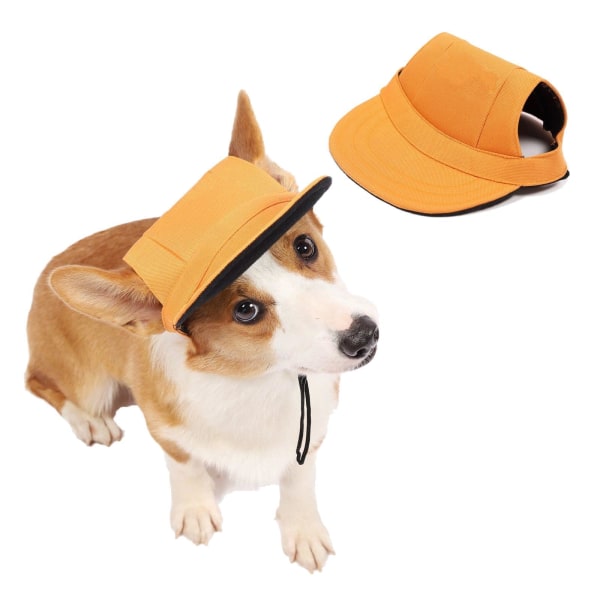 Hundebaseballcaps, justerbar utendørs sportsbaseballcaps med 2 ørehull og hakestropp for store hunder,S