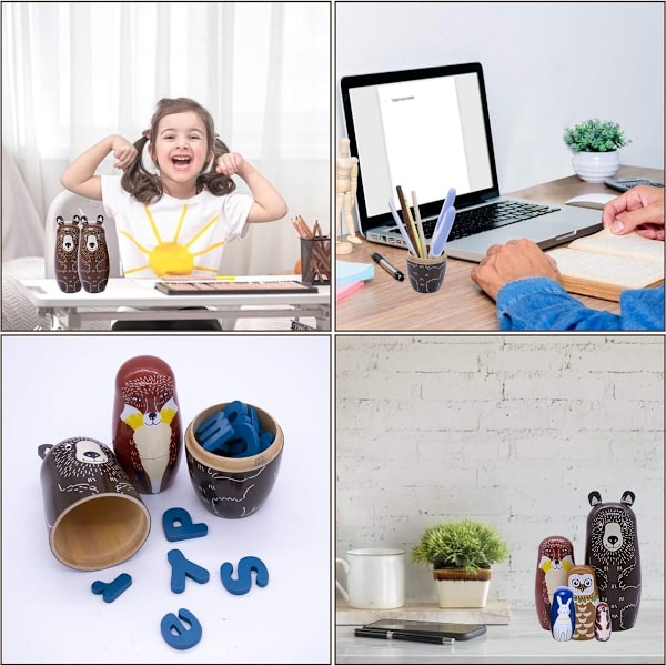 Ryska Nesting Dolls för Barn 5 Stycken Söta Cartoon Djurmönster KLB