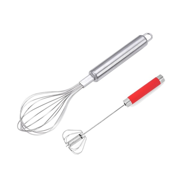 Vispset, Rostfritt Stål Äggvisp för Matlagning (Set om 2) Liten + Röd (Liten) KLB