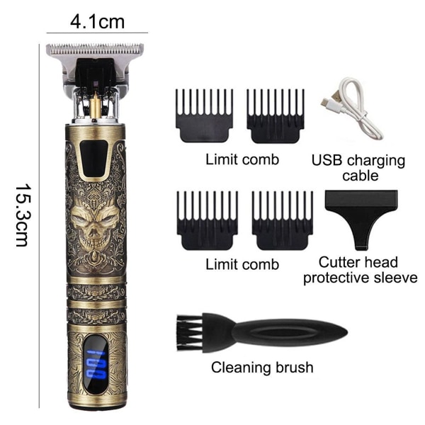 Genopladelig elektrisk hårtrimmer til mænd med LCD-display - Style 4 KLB