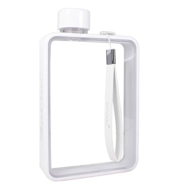 Litteä vesipullo matkapullo Kannettava matkamuki BPA-vapaa A5 valkoinen