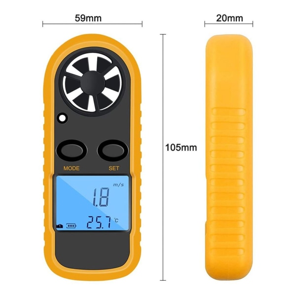Digital LCD vindhastighedsmåler måleinstrument