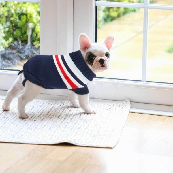 Pieni koiran takki, neulottu koiran takki Jouluinen koiran villapaita pienille ja keskikokoisille koirille Sininen