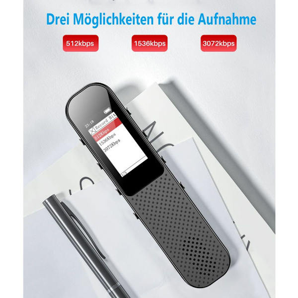 64GB Digital Diktafon Mini, 3072Kbps Stemmeaktiveret KLB