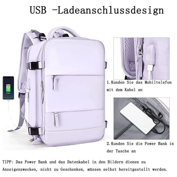 Stor reiserucksack for kvinner, håndbagasjerucksack, tursekk,