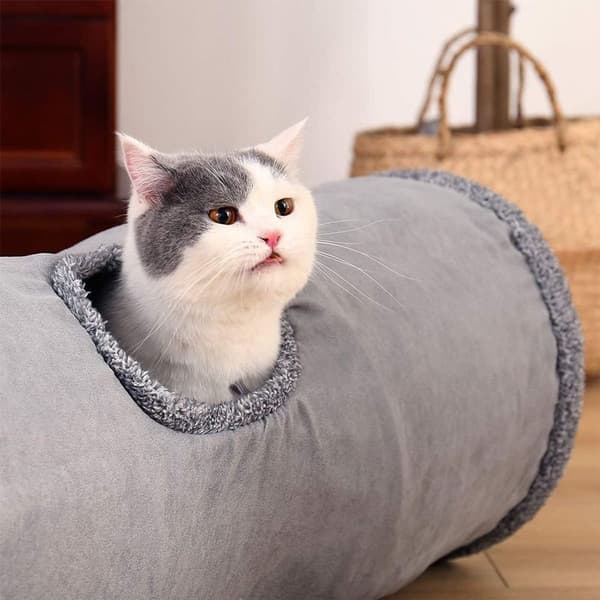 Kaninrør Kattelegetøj, Kat Agility Tunnel, Sammenfoldelig Ruskind Legetunnel KLB