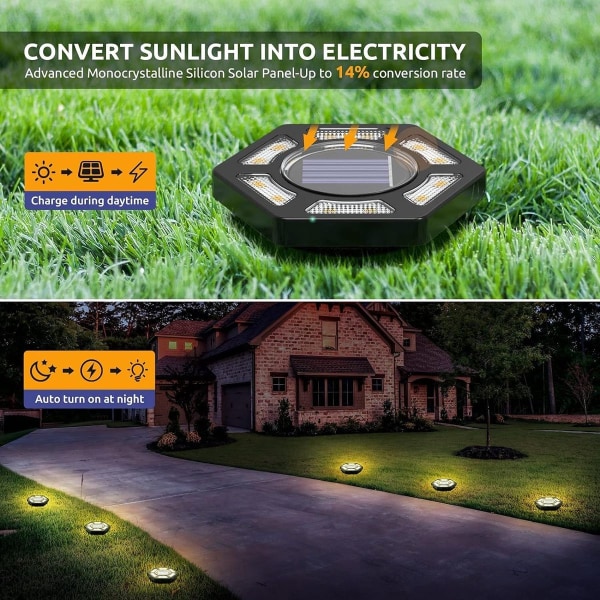 Solar floor lights, pack of 4, 12 LED solar lamps for outdoor use, waterproof KLB