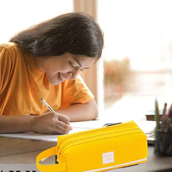 Pencil Case Bærbart Pencil Case Høj Kapacitet Pencil Gul KLB