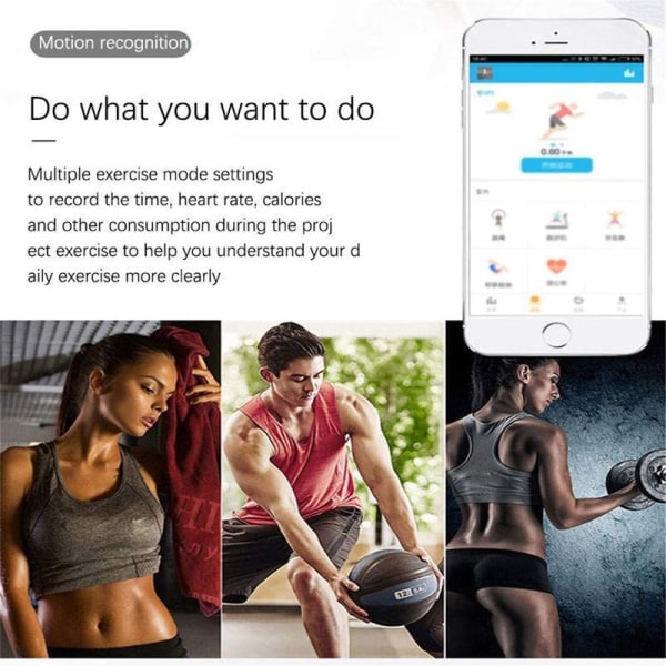 Smartklokke med pulsmåler og søvnovervåking, Bluetooth-musikkontroll hele dagen
