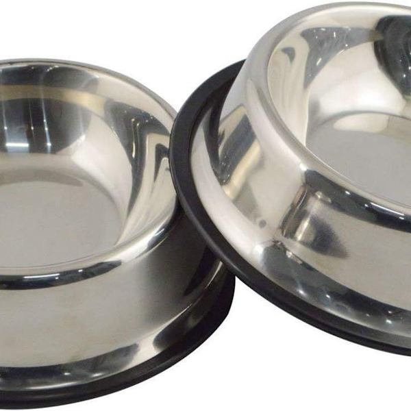 Rustfrit stålskål til hunde med gummibase til små/mellemstore/store hunde KLB