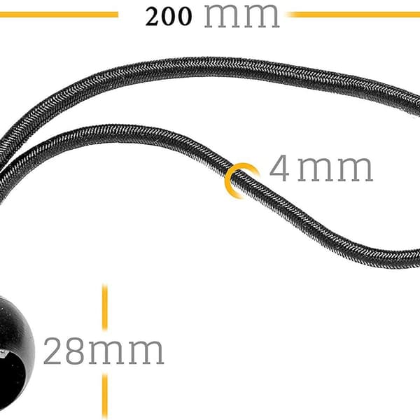 Presenningstrammer med kugle, 200 mm, sort KLB