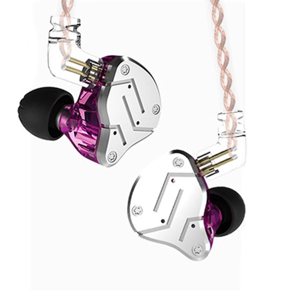 Kablede ørepropper Headset Hybrid-drivere med sølv + lilla