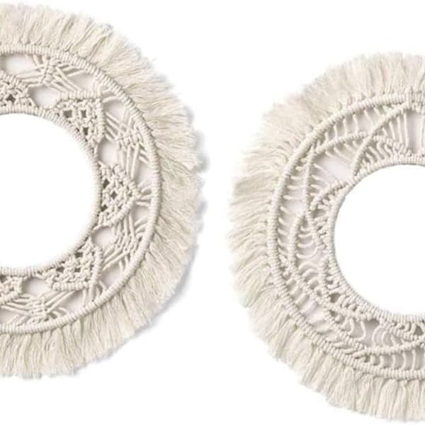 Besportble Pyöreä Makramee Seinäkoriste Boho Käsinkudottu Seinävaate KLB