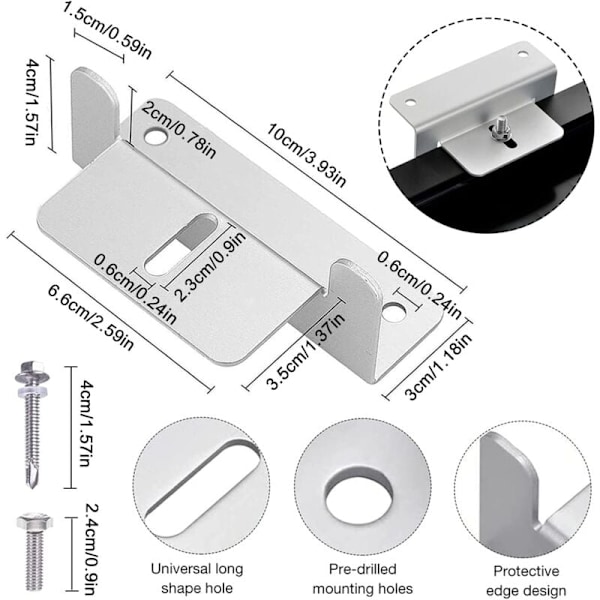 Solpanelhållare, 8 st solpanel Z-hållare, aluminium solpanelhållare med muttrar och skruvar KLB