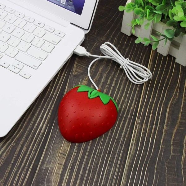 USB Wired Mouse Cute Fruit Strawberry Shape Wired Mouse