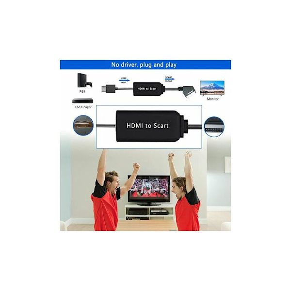 HDMI SCART -sovitin HDMI- ja SCART-kaapeleilla, HDMI-SCART-muunnin yhteensopiva NTSC/PAL:n kanssa PS4 Sky HD Blu-Ray HDTV STB -soittimelle KLB