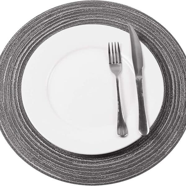 Bomullsplassmatter, sett med 6, runde plassmatter, vaskbare, slitesterke