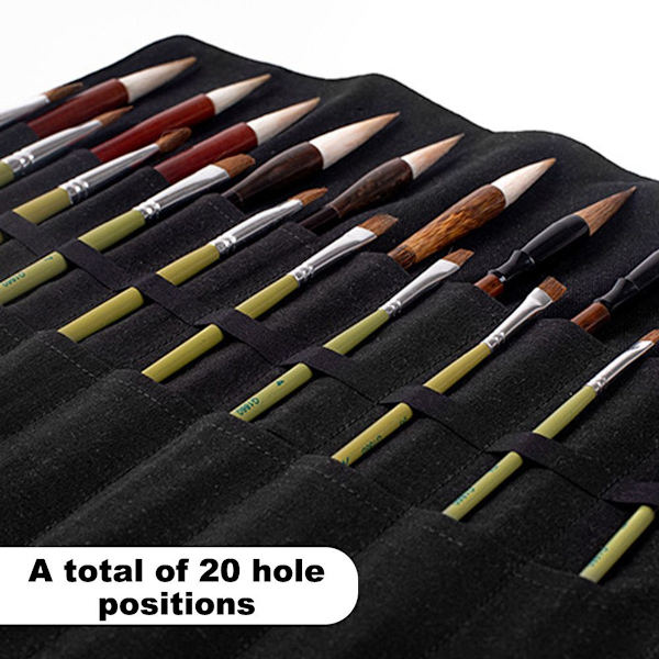 20 roms penselrullholder lerret rullepennal for svart KLB