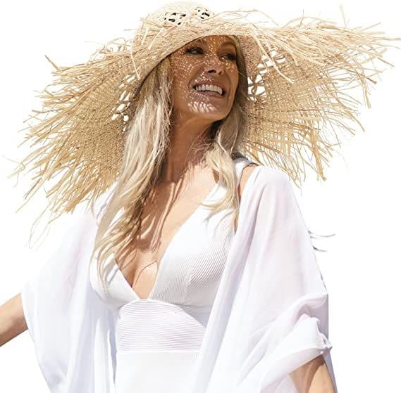 Halm solhatt strand resa trädgårdskvinna sommar