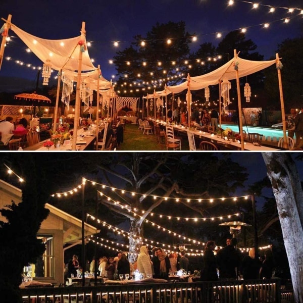 Solcelledrivne lysslynger utendørs 10M 50 LED Globe lysslynger, Vanntett 8 moduser solcelledrevne utelys for hage, terrasse, paviljong, hage, utendørs