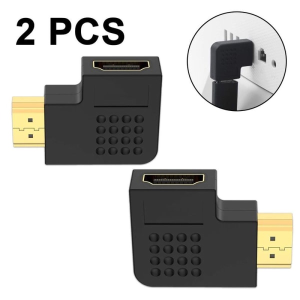 VCE-pakke med 2 HDMI-vinkeladapter 4K HDMI-vinkelplugg 90 grader rett vinkel