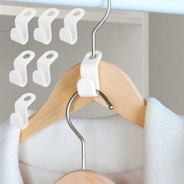 Pakke med 10 kleshengere - koblingskroker - arrangør hvit