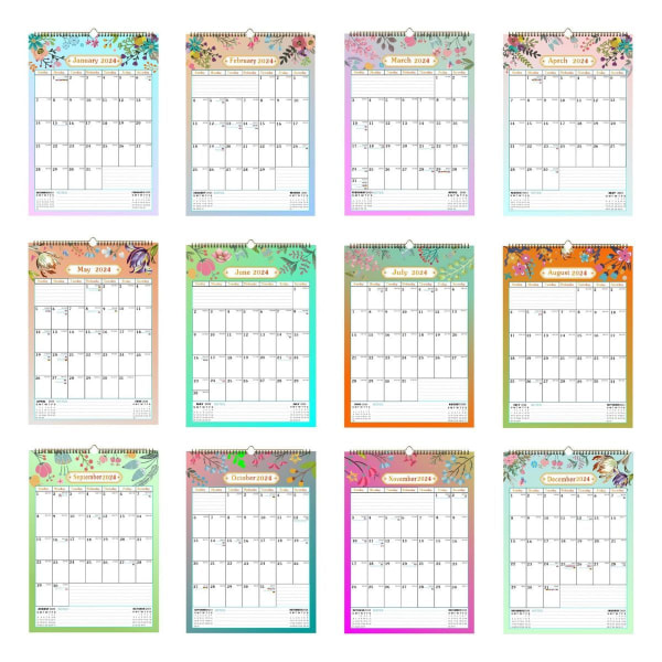 Veggkalender A5 12\" x 16,9\", jan 2024 - jun 2025, vertikal