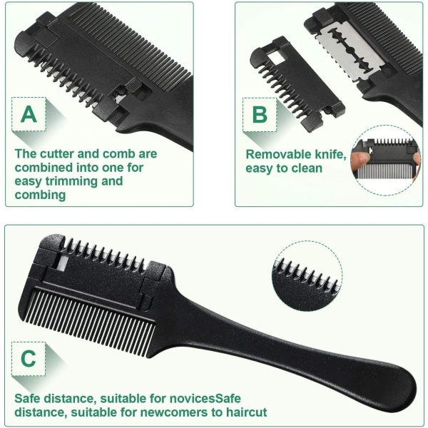 Razor Kam Tyndere Hår Kam Razor Kam Frisør Hårklippning Razor Kam Dobbeltsidet Frisør Razor Kam Værktøj til Hårklippning og Styling