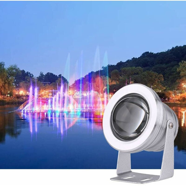 LED nedsänkbar strålkastare, IP67 vattentät RGB undervattensbelysning, 10W LED strålkastare för utomhus trädgårdsbelysning med fontän pool KLB