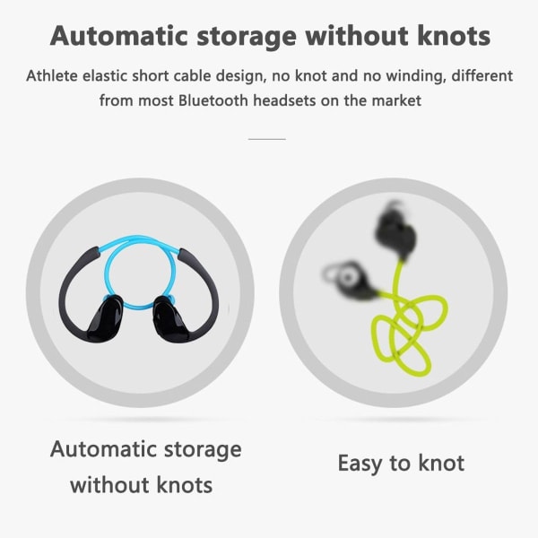 Bluetooth-hodetelefoner, sportshodetelefoner, vanntett, 12 blå